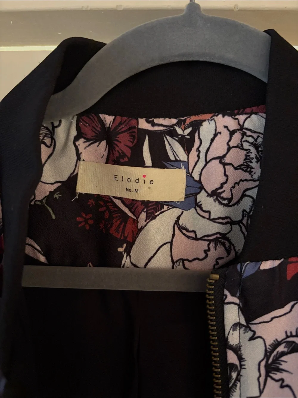 Elodie Floral Bomber Jacket in Pink & Navy